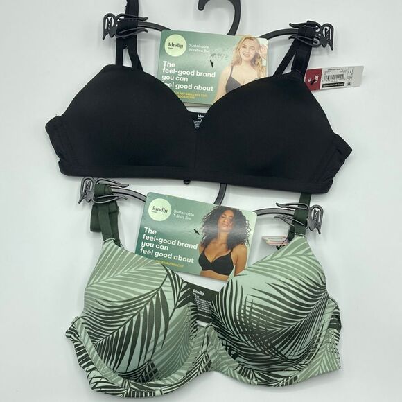 Womens Sustainable Tailored Full Coverage & Wireless T-Shirt Bra 2-Pack Size 32B - Picture 1 of 7